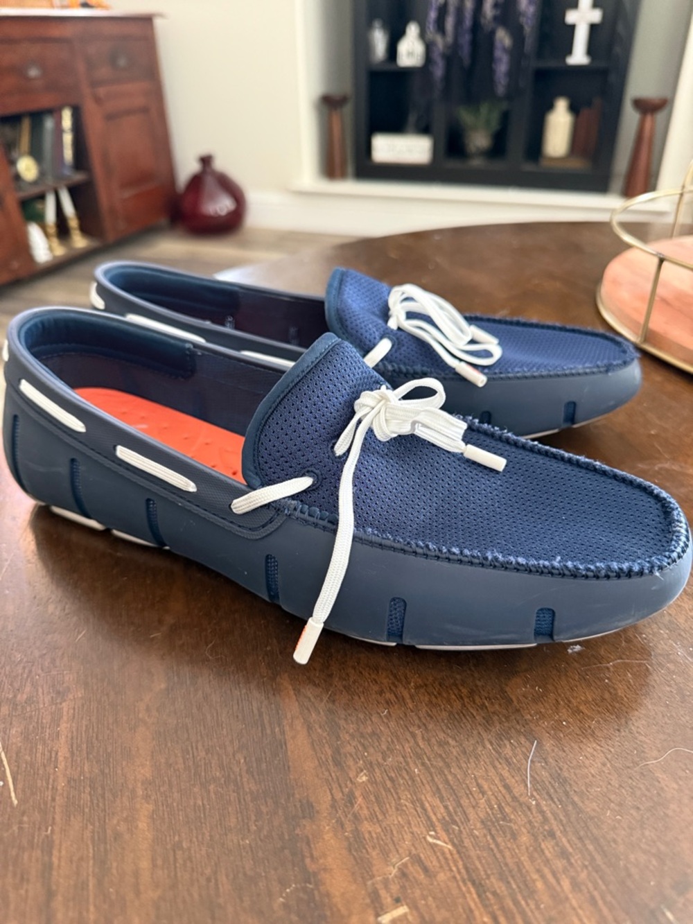 Swims Navy and White Men's Boat Shoes